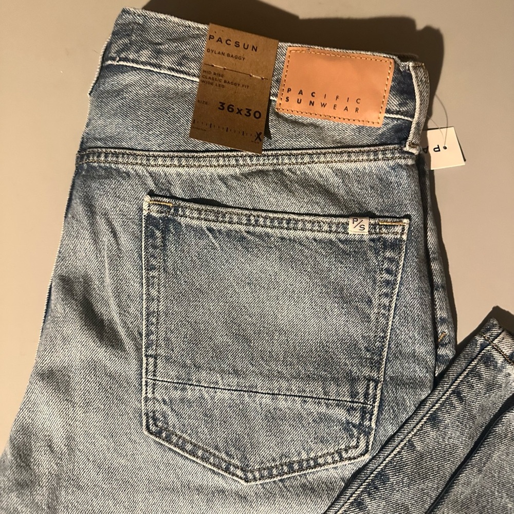PacSun Men's Light Blue Baggy Jeans Denim